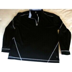 PGA Tour Men's Large 1/4 Zip Pullover Black Long Sleeve Golf Sweater Activewear